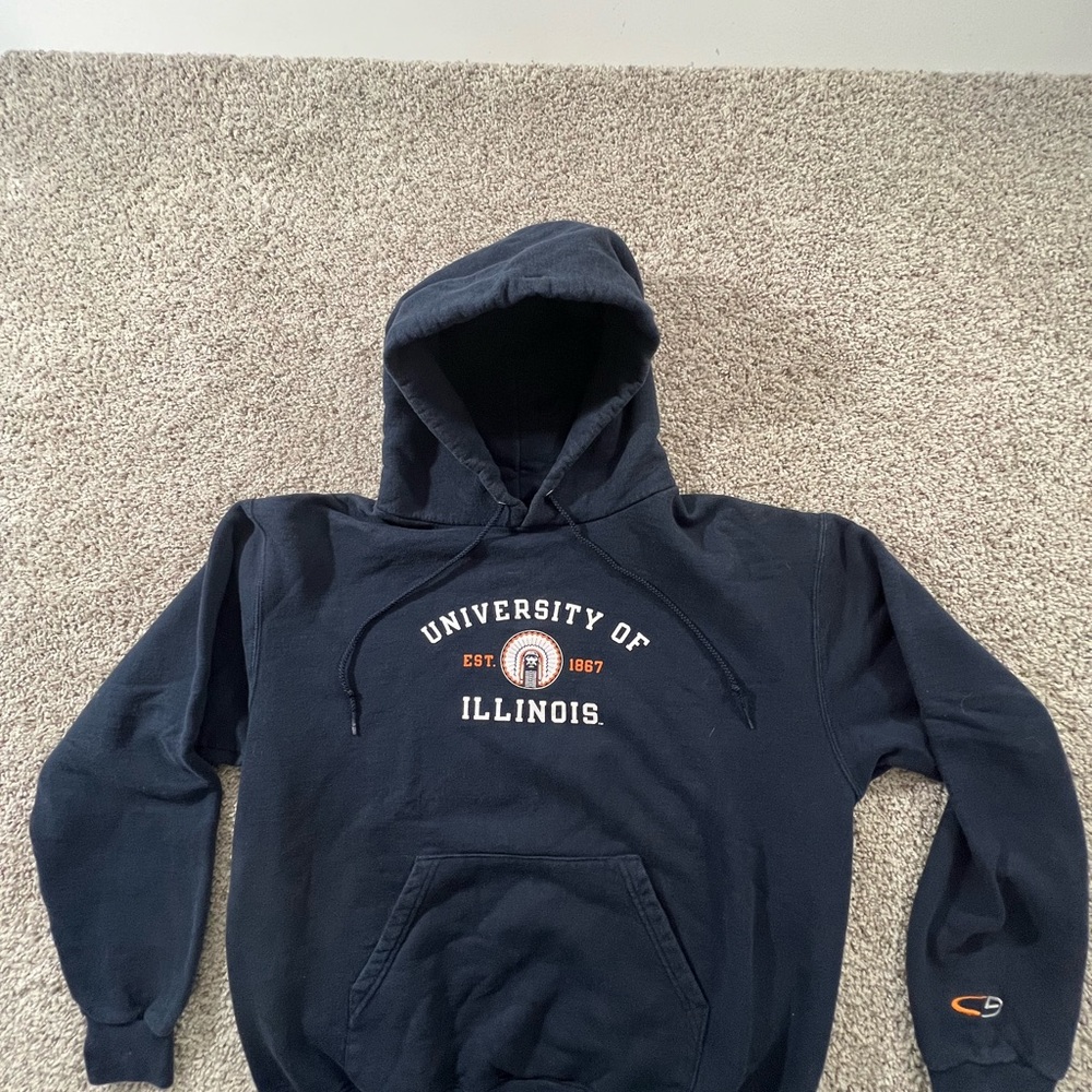 Vintage Illinois fighting Illini hoodie Blue Medium